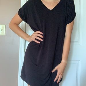 Black Cotton T-Shirt Dress
